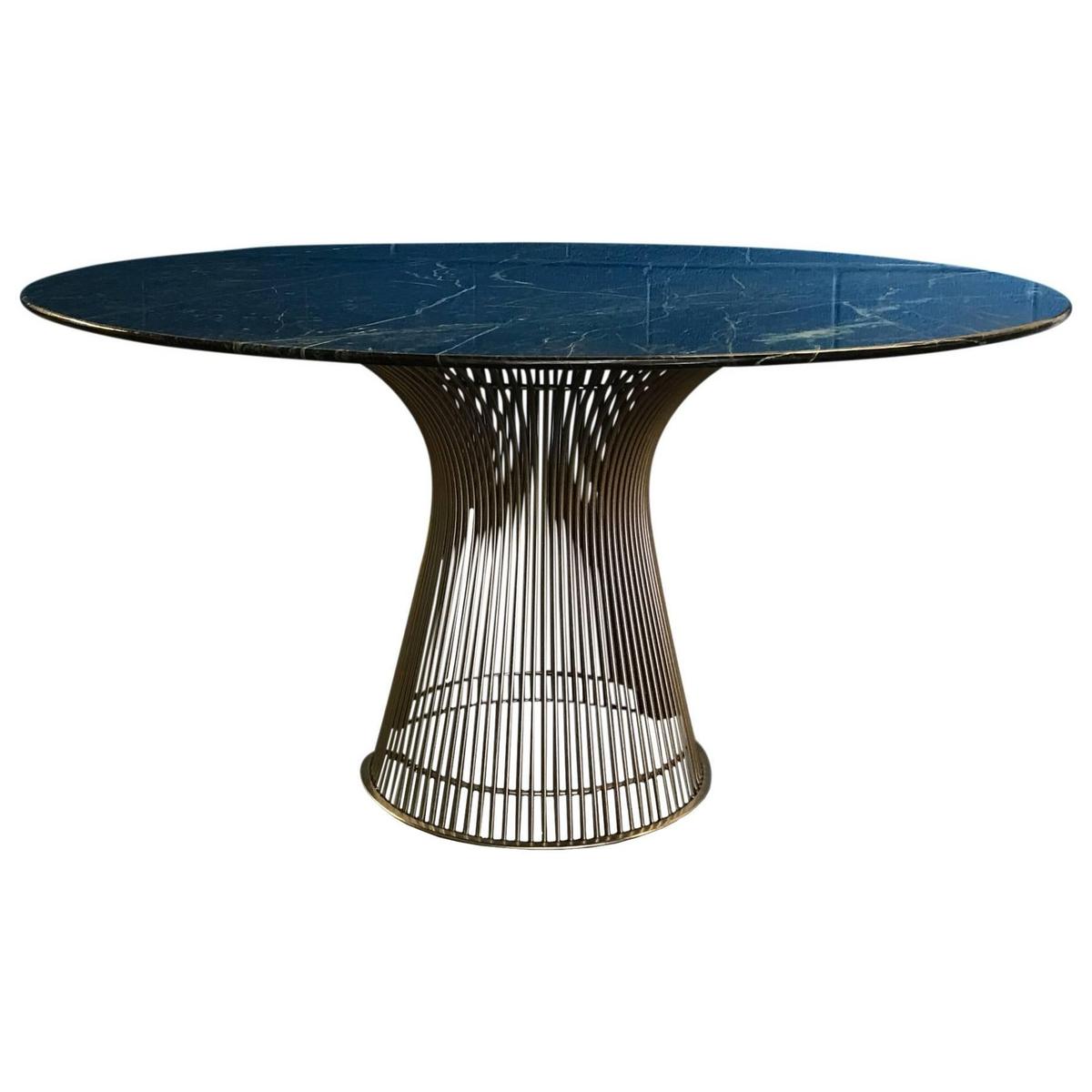 Warren Platner for Knoll Round Dining Table in Verdi Alpi Green Marble